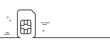 Sim kart çizgisi simgesi. Cep telefonu veri imzası. Mobil aksesuar sembolü. Asgari çizgi çizimi arka planı. Sim kart çizgisi simge desenli pankart. Beyaz ağ şablonu konsepti. Vektör