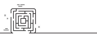 Labirent çizgisi simgesi. Labirent oyunu işareti. Çıkış yolu sembolünü bul. Asgari çizgi çizimi arka planı. Labirent çizgisi simge pankartı. Beyaz ağ şablonu konsepti. Vektör