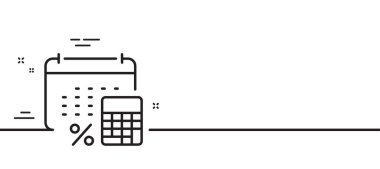 Yıllık vergi çizgisi simgesi. Vergi oranı tabelalarını hesapla. Maaş raporu sembolü. Asgari çizgi çizimi arka planı. Yıllık vergi çizgisi simgesi afişi. Beyaz ağ şablonu konsepti. Vektör