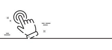 El imleç çizgisi simgesi. Eylem işaretine tıklayın. Parmak göstergesi sembolü. Asgari çizgi çizimi arka planı. İmleç çizgisi simge pankartı. Beyaz ağ şablonu konsepti. Vektör