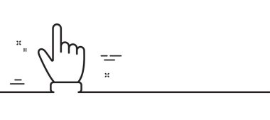 El imleç çizgisi simgesi. Eylem işaretine tıklayın. Parmak göstergesi sembolü. Asgari çizgi çizimi arka planı. İmleç çizgisi simge pankartı. Beyaz ağ şablonu konsepti. Vektör