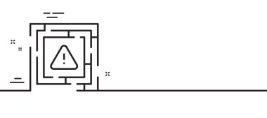 Labirent dikkat hattı simgesi. Labirent önemli uyarı işareti. Tehlike uyarısı sembolü. Asgari çizgi çizimi arka planı. Labirent dikkat çizgisi simge pankartı. Beyaz ağ şablonu konsepti. Vektör