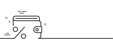 Tasarruf vergisi simgesi. Cüzdan para işareti. Maaş nakit sembolü. Asgari çizgi çizimi arka planı. Tasarruf vergisi simgesi afişi. Beyaz ağ şablonu konsepti. Vektör