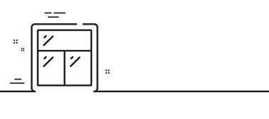 Pencere çizgisi simgesi. Cam çerçeve işareti. Pencere sembolü oluşturuluyor. Asgari çizgi çizimi arka planı. Pencere çizgisi simge pankartı. Beyaz ağ şablonu konsepti. Vektör