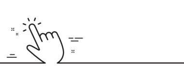 El imleç çizgisi simgesi. Eylem işaretine tıklayın. Parmak göstergesi sembolü. Asgari çizgi çizimi arka planı. İmleç çizgisi simge pankartı. Beyaz ağ şablonu konsepti. Vektör