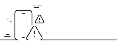 Telefon uyarı hattı simgesi. Akıllı telefon uygulaması işareti. Cep telefonu mobil cihaz sembolü. Asgari çizgi çizimi arka planı. Telefon uyarı çizgisi simgesi pankartı. Beyaz ağ şablonu konsepti. Vektör