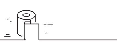 Kağıt duvar kağıdı çizgisi simgesi. Kağıt havlu tabelası. Film rulo sembolü yapıştırılıyor. Asgari çizgi çizimi arka planı. Kağıt duvar kağıdı çizgisi simge desenli pankart. Beyaz ağ şablonu konsepti. Vektör