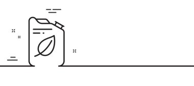 Kutu hattı simgesi. Eko dizel yakıt tabelası. Gazyağı ya da benzin bidonu sembolü. Asgari çizgi çizimi arka planı. Kutu hattı ikon desenli pankart. Beyaz ağ şablonu konsepti. Vektör