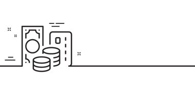 Kredi kartı simgesi. Para işaretini değiştir. Nakit para sembolü. Asgari çizgi çizimi arka planı. Kredi kartı simge desenli pankart. Beyaz ağ şablonu konsepti. Vektör