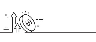 Görev çizgisi simgesini çıkart. Fiyatı yükselt. Enflasyon ya da vergi oranı sembolü. Asgari çizgi çizimi arka planı. Görev çizgisi simge pankartını çıkar. Beyaz ağ şablonu konsepti. Vektör