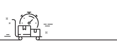 Hızlı teslimat çizgisi simgesi. Taşıma servisi işareti. Ulaşım sembolü. Asgari çizgi çizimi arka planı. Hızlı dağıtım hattı ikon desenli pankart. Beyaz ağ şablonu konsepti. Vektör