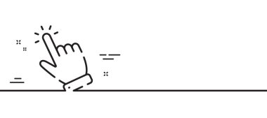 El imleç çizgisi simgesi. Eylem işaretine tıklayın. Parmak göstergesi sembolü. Asgari çizgi çizimi arka planı. İmleç çizgisi simge pankartı. Beyaz ağ şablonu konsepti. Vektör