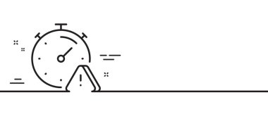 Dikkat çizgi simgesi. Önemli bir uyarı işareti. Zamanlayıcı uyarı sembolü. Asgari çizgi çizimi arka planı. Dikkat çizgisi simge pankartı. Beyaz ağ şablonu konsepti. Vektör