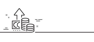 Şişme çizgisi simgesi. Büyüme ya da fiyat artışı işareti. Para sembolünü değiştir. Asgari çizgi çizimi arka planı. Enflasyon çizgisi simgesi pankartı. Beyaz ağ şablonu konsepti. Vektör