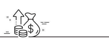 Şişme çizgisi simgesi. Büyüme ya da fiyat artışı işareti. Para sembolünü değiştir. Asgari çizgi çizimi arka planı. Enflasyon çizgisi simgesi pankartı. Beyaz ağ şablonu konsepti. Vektör