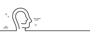 Psikoloji terapi çizgisi ikonu. Akıl sağlığı işareti. Beyin bakım sembolü. Asgari çizgi çizimi arka planı. Psikoloji çizgisi ikon desenli pankart. Beyaz ağ şablonu konsepti. Vektör