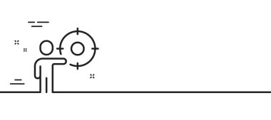 İş hedefi çizgisi simgesi. Görev başarıyla sonuçlandı. Piyasa gelişimi sembolü. Asgari çizgi çizimi arka planı. İş hedef çizgisi simge afişi. Beyaz ağ şablonu konsepti. Vektör