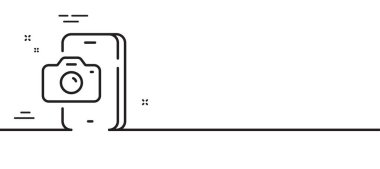 Telefon hattı simgesi. Akıllı telefon ya da cep telefonu işareti. Mobil aksesuar sembolü. Asgari çizgi çizimi arka planı. Telefon hattı ikon desenli afiş. Beyaz ağ şablonu konsepti. Vektör