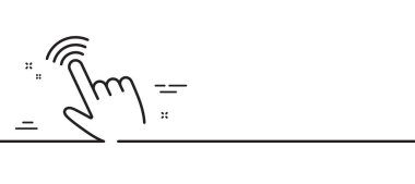 El imleç çizgisi simgesi. Eylem işaretine tıklayın. Parmak göstergesi sembolü. Asgari çizgi çizimi arka planı. İmleç çizgisi simge pankartı. Beyaz ağ şablonu konsepti. Vektör