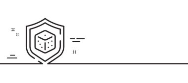 Zar çizgisi simgesi. Tahta oyun kübü işareti. Kumarhane kumar sembolü. Asgari çizgi çizimi arka planı. Zar çizgisi simge pankartı. Beyaz ağ şablonu konsepti. Vektör