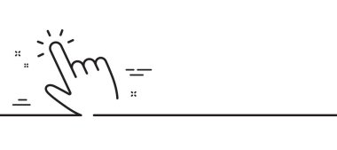 El imleç çizgisi simgesi. Eylem işaretine tıklayın. Parmak göstergesi sembolü. Asgari çizgi çizimi arka planı. İmleç çizgisi simge pankartı. Beyaz ağ şablonu konsepti. Vektör