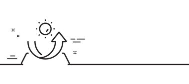 Güneş koruma hattı simgesi. UV koruma işareti. Güneş kremi etkisi sembolü. Asgari çizgi çizimi arka planı. Güneş koruma hattı ikon desenli pankart. Beyaz ağ şablonu konsepti. Vektör