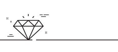 Elmas çizgisi simgesi. Mücevher kristali ya da parlak bir işaret. Mücevher hazine sembolü. Asgari çizgi çizimi arka planı. Elmas çizgisi ikon desenli pankart. Beyaz ağ şablonu konsepti. Vektör