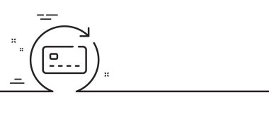 Kart satırı simgesini yenile. Nakitsiz para işareti. Banka kredi kartı sembolü. Asgari çizgi çizimi arka planı. Kart çizgisi simge pankartını yenile. Beyaz ağ şablonu konsepti. Vektör