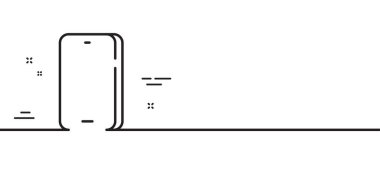 Telefon hattı simgesi. Akıllı telefon ya da cep telefonu işareti. Mobil aksesuar sembolü. Asgari çizgi çizimi arka planı. Telefon hattı ikon desenli afiş. Beyaz ağ şablonu konsepti. Vektör