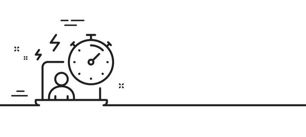 工作计时器线图标 任务暂停时间标志 在线倒计时的标志 最小线条图解背景 定时器行图标图案横幅 白色网络模板的概念 — 图库矢量图片