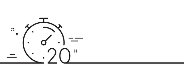 タイマー20分ラインアイコン ストップウォッチの時間表示 カウントダウン クロック シンボル 最小限の線のイラストの背景 タイマーラインアイコンパターンバナー ホワイトウェブテンプレートのコンセプト ベクトル — ストックベクタ