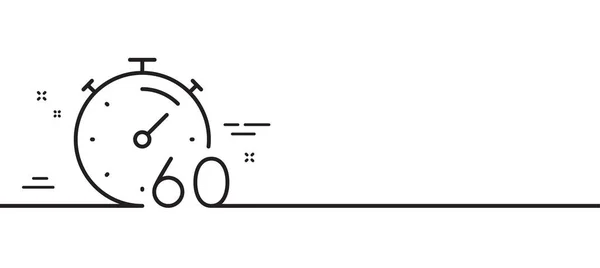 タイマー60分ラインアイコン ストップウォッチの時間表示 カウントダウン クロック シンボル 最小限の線のイラストの背景 タイマーラインアイコンパターンバナー ホワイトウェブテンプレートのコンセプト ベクトル — ストックベクタ