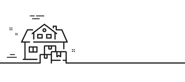 ホーム移動線のアイコン 荷物の配達記録 倉庫のシンボル 最小限の線のイラストの背景 ホーム移動ラインアイコンパターンバナー ホワイトウェブテンプレートのコンセプト ベクトル — ストックベクタ