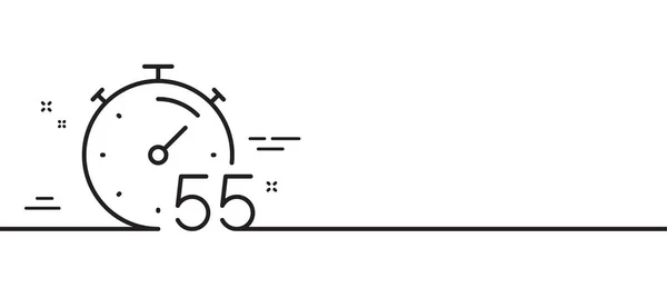 定时器55分钟线图标 停止观看时间标志 倒计时的标志 最小线条图解背景 定时器行图标图案横幅 白色网络模板的概念 — 图库矢量图片