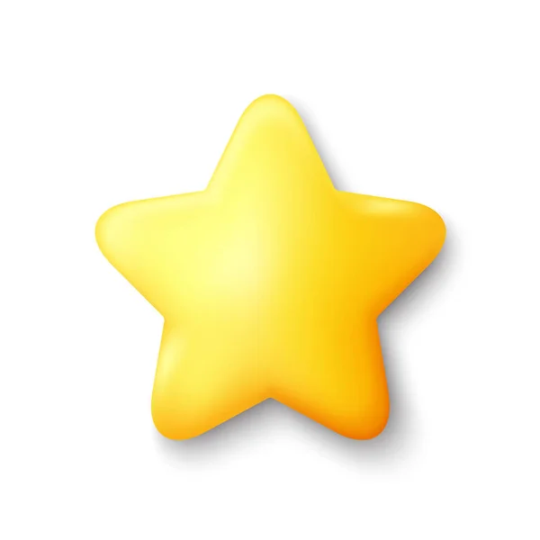 3D黄星图标 反馈评审 客户评价之星 最佳3D图标 网站像服务按钮 优胜型轮廓 金子般成功的明星 最好的在线评价或良好的服务 — 图库矢量图片