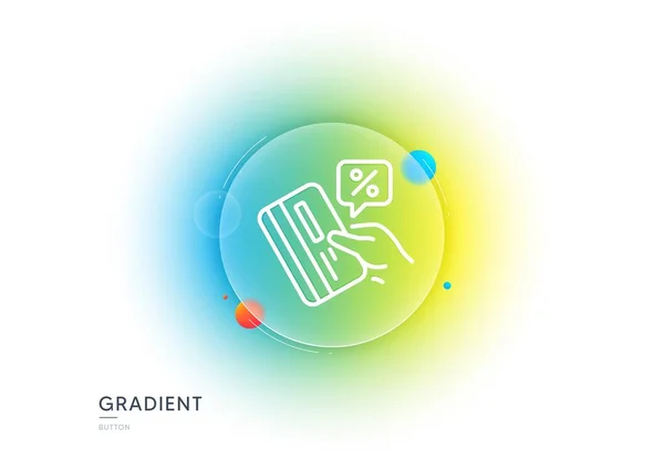 Credit Card Percent Line Icon Gradient Blur Button Glassmorphism Discount — Stock Vector
