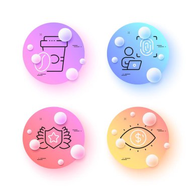 İş görüşü, bilgisayar parmak izi ve asgari çizgi simgeleri. 3 boyutlu küreler ya da top düğmeleri. Paket kahve ikonları. İnternet, uygulama, baskı için. Vektör