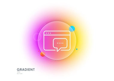 Seo mesaj çizgisi simgesi. Gradyan bulanıklık düğmesi ve cam morfizmi. İnternet sohbet tabelası. Trafik yönetimi sembolü. Şeffaf cam tasarımı. Seo mesaj çizgisi simgesi. Vektör