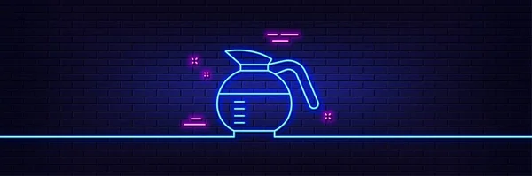 Neon Light Glow Effect Coffeepot Line Icon Coffee Hot Drink — Stock Vector