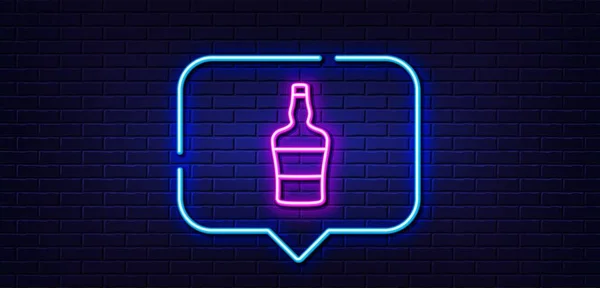 Bulle Lumineuse Néon Icône Ligne Bouteille Scotch Panneau Alcool Brandy — Image vectorielle