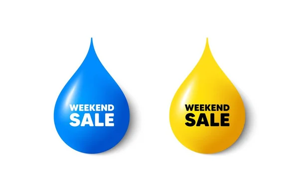 Paint Drop Icons Weekend Sale Tag Special Offer Price Sign — Stock Vector