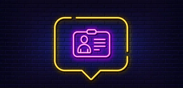 Neon Light Speech Bubble Card Line Icon User Profile Sign — Stock Vector