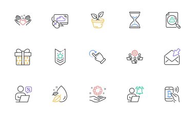 Döndürme hareketi, Açık posta ve web sitesi ve yazdırma için satır simgeleri bırakır. Bitcoin parası tahsilatı, su damlası, omuz kayışı simgeleri. Takım çalışması, Kullanıcı Bildirimi, Kalp Ağı Elementleri Tutma. Vektör