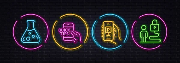 Education Parking App Chemistry Lab Minimal Line Icons Neon Laser — Archivo Imágenes Vectoriales