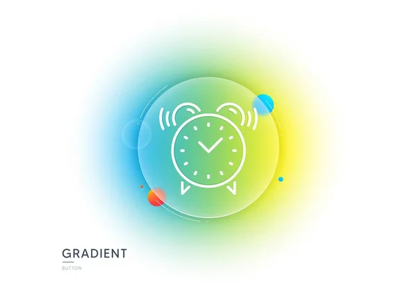 Alarm Clock Line Icon Gradient Blur Button Glassmorphism Time Watch — Vector de stock