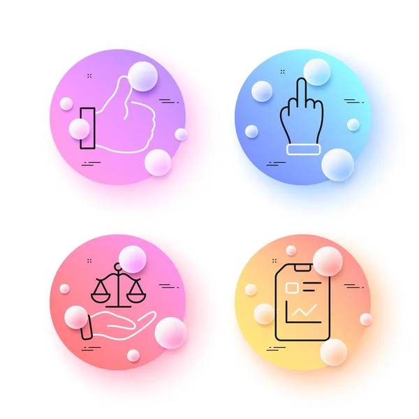 Justice Scales Report Document Minimal Line Icons Spheres Balls Buttons — Vector de stock