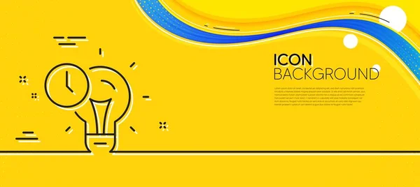 Time Management Line Icon Abstract Yellow Background Idea Lightbulb Sign — Vector de stock