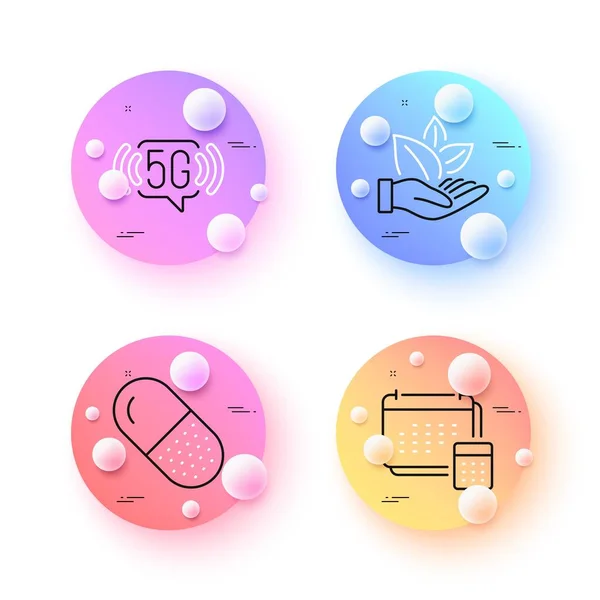 Wifi Capsule Pill Organic Product Minimal Line Icons Spheres Balls — Archivo Imágenes Vectoriales