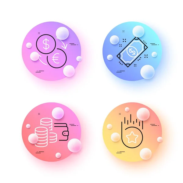 Wallet Loyalty Star Payment Minimal Line Icons Spheres Balls Buttons — Stock Vector