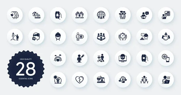 Set People Icons Online Chemistry Cyber Attack Teamwork Flat Icons — Vettoriale Stock